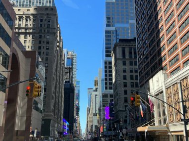 NEW YORK, NY - JUN 18: Times Square, featured with Broadway Theaters and animated LED signs, in Manhattan, as seen on Jun 18, 2022. It is a symbol of New York City and the United States.