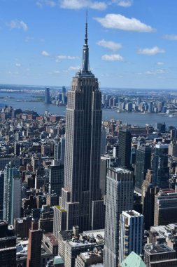 NEW YORK, NY - JUN 19: View of Manhattan including the Empire State Building from The Summit observation deck at One Vanderbilt in Manhattan, New York City, as seen on June 19, 2022.