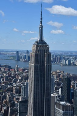 NEW YORK, NY - JUN 19: View of Manhattan including the Empire State Building from The Summit observation deck at One Vanderbilt in Manhattan, New York City, as seen on June 19, 2022.