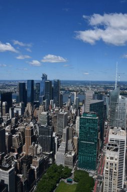 NEW YORK, NY - JUN 19: View of Manhattan including the Empire State Building from The Summit observation deck at One Vanderbilt in Manhattan, New York City, as seen on June 19, 2022.