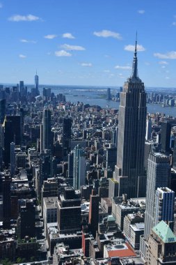 NEW YORK, NY - JUN 19: View of Manhattan including the Empire State Building from The Summit observation deck at One Vanderbilt in Manhattan, New York City, as seen on June 19, 2022.