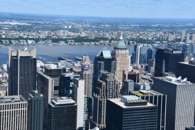 NEW YORK, NY - JUN 19: View of Manhattan from The Summit observation deck at One Vanderbilt in Manhattan, New York City, as seen on June 19, 2022.