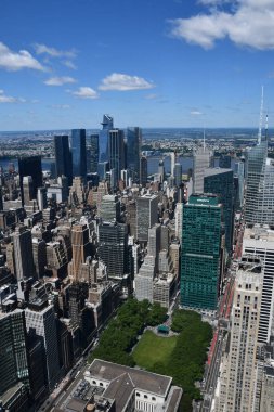 NEW YORK, NY - JUN 19: View of Manhattan from The Summit observation deck at One Vanderbilt in Manhattan, New York City, as seen on June 19, 2022.