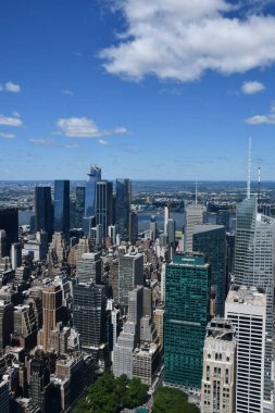 NEW YORK, NY - JUN 19: View of Manhattan from The Summit observation deck at One Vanderbilt in Manhattan, New York City, as seen on June 19, 2022.