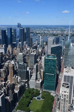 NEW YORK, NY - JUN 19: View of Manhattan from The Summit observation deck at One Vanderbilt in Manhattan, New York City, as seen on June 19, 2022.