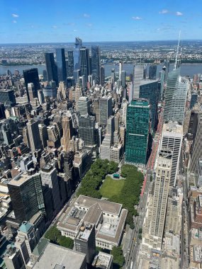 NEW YORK, NY - JUN 19: View of Manhattan from The Summit observation deck at One Vanderbilt in Manhattan, New York City, as seen on June 19, 2022.
