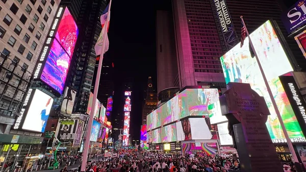 stock image NEW YORK NY - JUN 18: Midnight Moment, the world's largest and longest-running digital public art program, at Times Square in New York City, as seen on June 18, 2022.