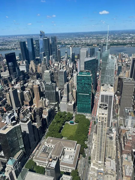 NEW YORK, NY - JUN 19: View of Manhattan from The Summit observation deck at One Vanderbilt in Manhattan, New York City, as seen on June 19, 2022.