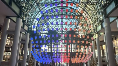NEW YORK, NY - DEC 21: Luminaries - holiday light installation - at Brookfield Place in Manhattan, New York City, as seen on Dec 21, 2022.