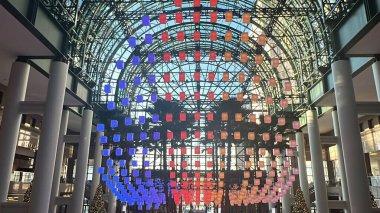 NEW YORK, NY - DEC 21: Luminaries - holiday light installation - at Brookfield Place in Manhattan, New York City, as seen on Dec 21, 2022.