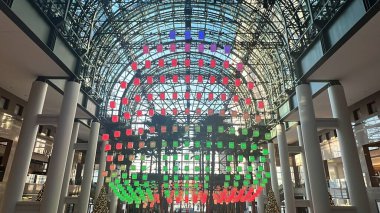 NEW YORK, NY - DEC 21: Luminaries - holiday light installation - at Brookfield Place in Manhattan, New York City, as seen on Dec 21, 2022.