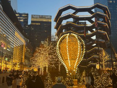 NEW YORK, NY - DEC 21: Christmas decor at Hudson Yards in Manhattan, New York City, as seen on Dec 21, 2022.