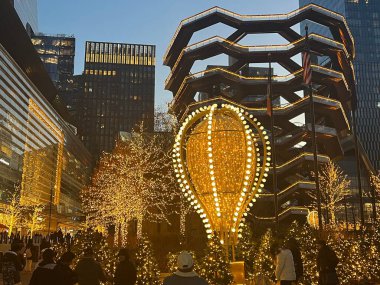 NEW YORK, NY - DEC 21: Christmas decor at Hudson Yards in Manhattan, New York City, as seen on Dec 21, 2022.