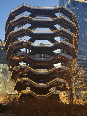 NEW YORK, NY - DEC 21: Christmas decor at The Vessel at Hudson Yards in Manhattan, New York City, as seen on Dec 21, 2022.