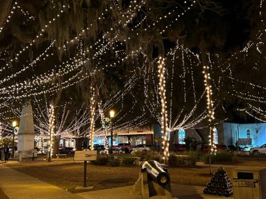 24 Aralık 2022 'de St. Augustine, Florida' daki Plaza de la Constitucion 'da Noel dekoru görüldü..