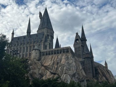 ORLANDO FL - DEC 30: Hogwarts Castle at Wizarding World of Harry Potter at Universal Islands of Adventure in Orlando, Florida, as seen on Dec 30, 2022.