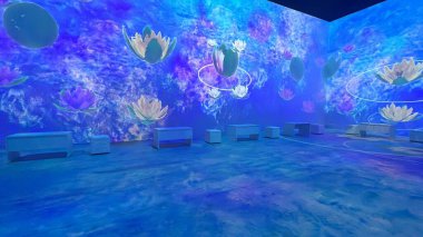 NEW YORK NY - 22 Mart 2023 'te New York' ta Monets Garden - The Immersive Experience.