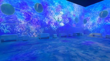 NEW YORK NY - 22 Mart 2023 'te New York' ta Monets Garden - The Immersive Experience.