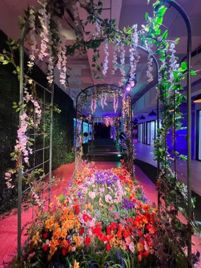 NEW YORK NY - 22 Mart 2023 'te New York' ta Monets Garden - The Immersive Experience.