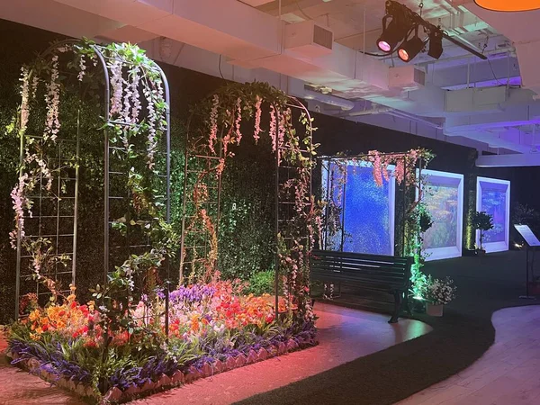 stock image NEW YORK NY - MAR 22: Monets Garden - The Immersive Experience in New York City, as seen on March 22, 2023.