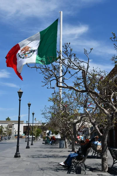 San Jose Del Cabo México Abril Bandera México Plaza Mijares — Foto de Stock