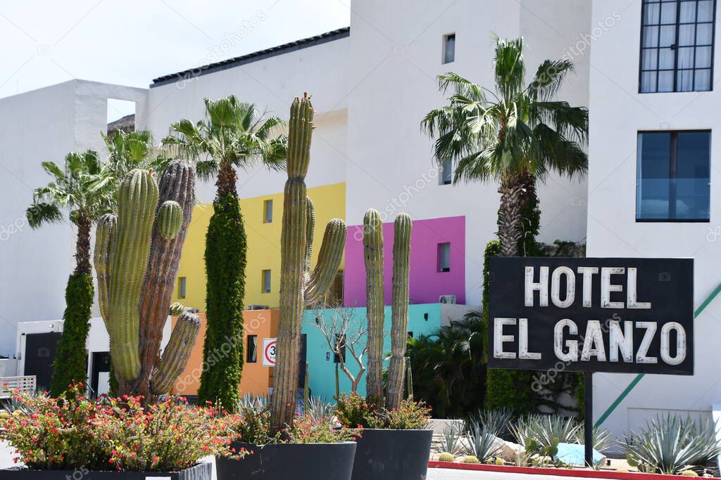 SAN JOSE DEL CABO, MEXICO - APR 13: Hotel El Ganzo in San Jose del Cabo, Mexico, as seen on April 13, 2023.