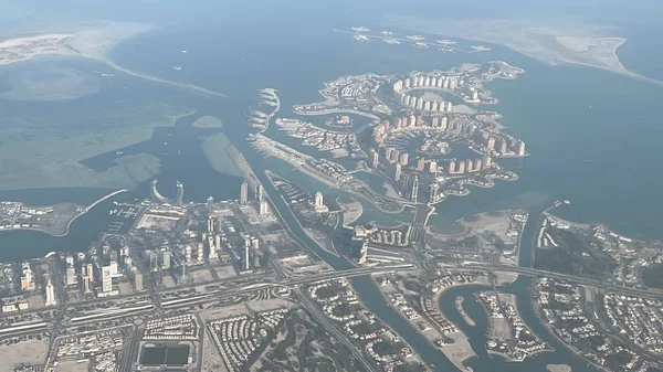 Doha Qatar Feb Letecký Pohled Perlu Katarském Dohá Letadla Jak — Stock fotografie