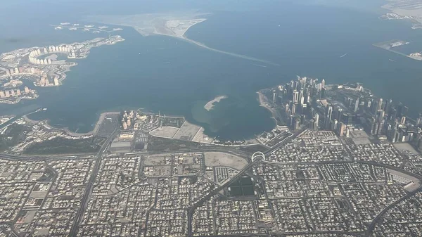 Doha Qatar Février Vue Aérienne Doha Qatar Depuis Avion Vue — Photo