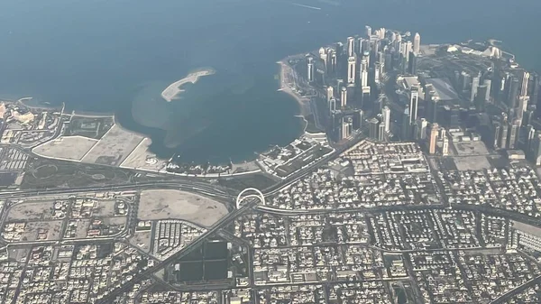 Doha Qatar Feb Luftaufnahme Von Doha Katar Aus Dem Flugzeug — Stockfoto