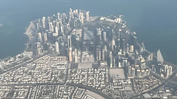 Doha Qatar Feb Luchtfoto Van Doha Qatar Vanuit Een Vliegtuig — Stockfoto