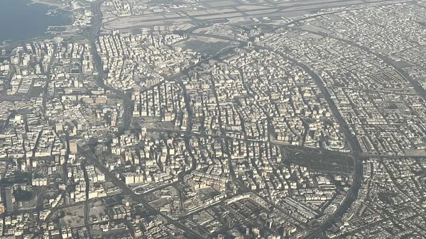 Doha Qatar Feb Luchtfoto Van Qatar Vanuit Een Vliegtuig Gezien — Stockfoto