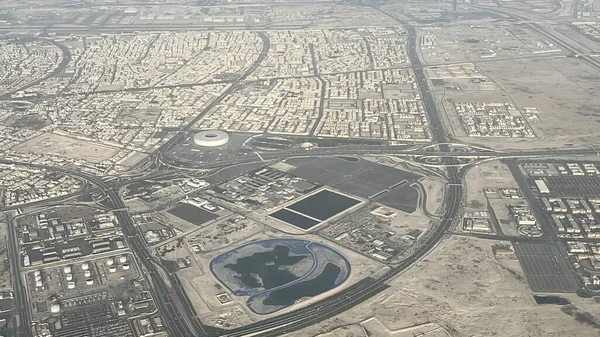 Doha Qatar Feb Повітряний Вид Катару Літака Видно Лютого 2023 — стокове фото