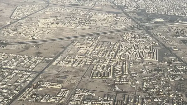 Doha Qatar Feb Aerial View Qatar Airplane Seen Feb 2023 — Stock Photo, Image