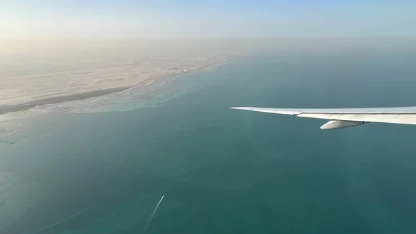 Doha Qatar Feb Letecký Pohled Katar Letadla Jak Vidět Února — Stock fotografie