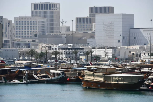 Doha Qatar Feb Arabiska Dhow Båtar Doha Qatar Sett Den — Stockfoto