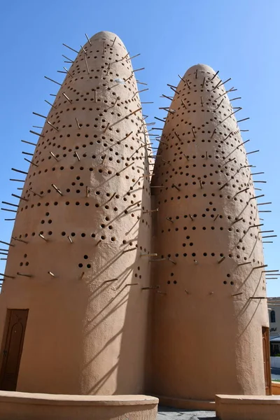 stock image DOHA, QATAR - FEB 12: Pigeon Towers at Katara Cultural Village, in Doha, Qatar, as seen on Feb 12, 2023.