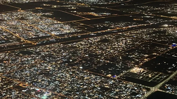 Vista Aérea Dos Emirados Árabes Unidos Noite — Fotografia de Stock