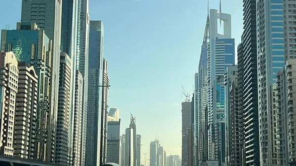 Dubai Emirados Árabes Unidos Feb Vista Dos Arranha Céus Sheikh — Fotografia de Stock