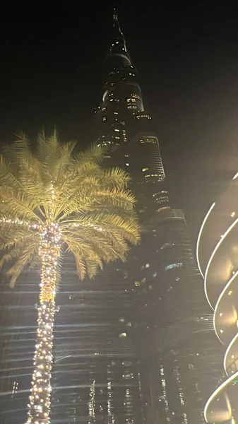 Dubai Verenigde Arabische Emiraten Feb Led Lichtshow Burj Khalifa Dubai — Stockfoto