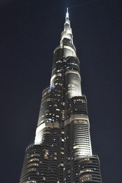 Dubai Zjednoczone Emiraty Arabskie Feb Pokaz Świateł Led Burj Khalifa — Zdjęcie stockowe