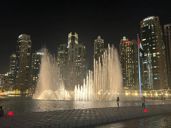 Dubai Uae Feb Дубайський Фонтан Дубаї Оае Видно Лютого 2023 — стокове фото