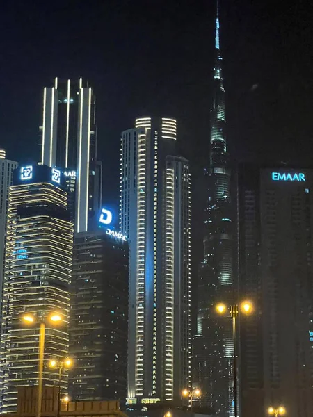Dubai Emiratos Árabes Unidos Febrero Vista Los Rascacielos Sheikh Zayed —  Fotos de Stock
