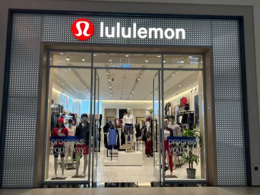 DUBAI UAE - FEB 17: Lululemon store at Dubai Hills Mall in Dubai, UAE, as seen on Feb 17, 2023. clipart