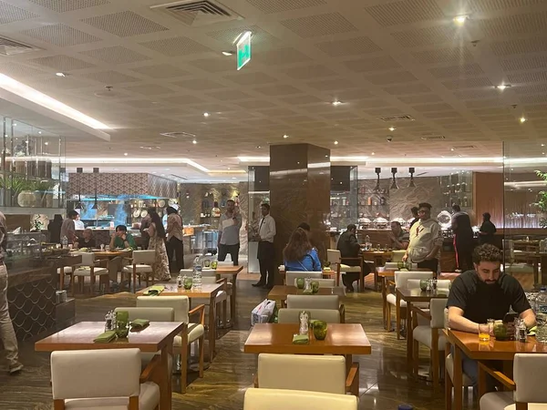 Dubai Iae Feb Cocina6 Restaurante Buffet Marriott Marquis Hotel Dubai — Foto de Stock