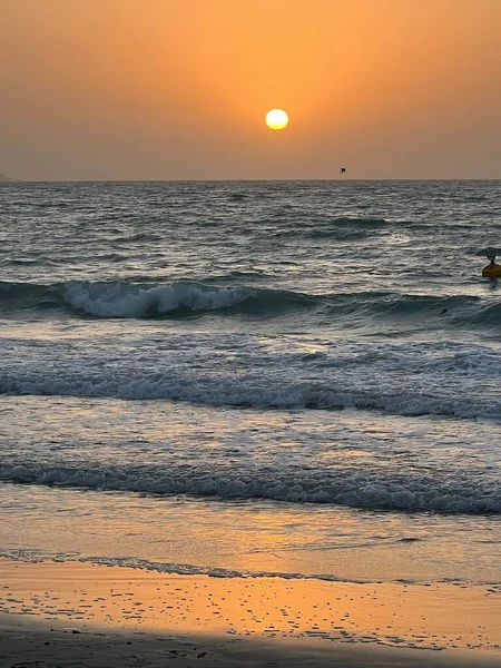 Západ Slunce Pláži Kite Jumeirahu Dubaji Sae — Stock fotografie