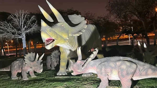 Dubai Uae Feb Dinosaur Park Dubai Garden Glow Dubai Uae — Stock Photo, Image