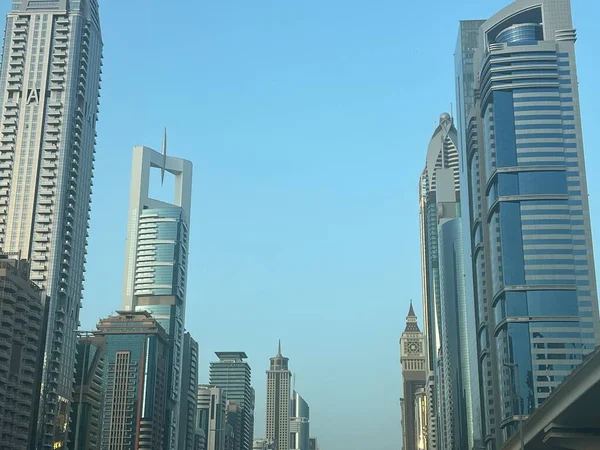 Dubai Zjednoczone Emiraty Arabskie Feb Widok Wieżowce Sheikh Zayed Road — Zdjęcie stockowe
