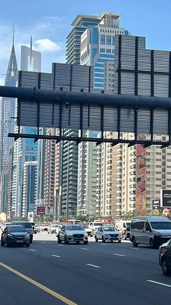 Dubai Zjednoczone Emiraty Arabskie Feb Widok Wieżowce Sheikh Zayed Road — Zdjęcie stockowe