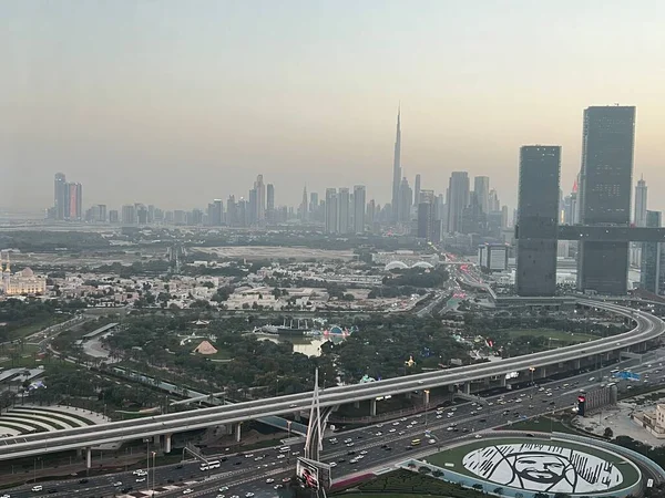 Dubai Emiratos Árabes Unidos Febrero Vista Los Rascacielos Sheikh Zayed — Foto de Stock