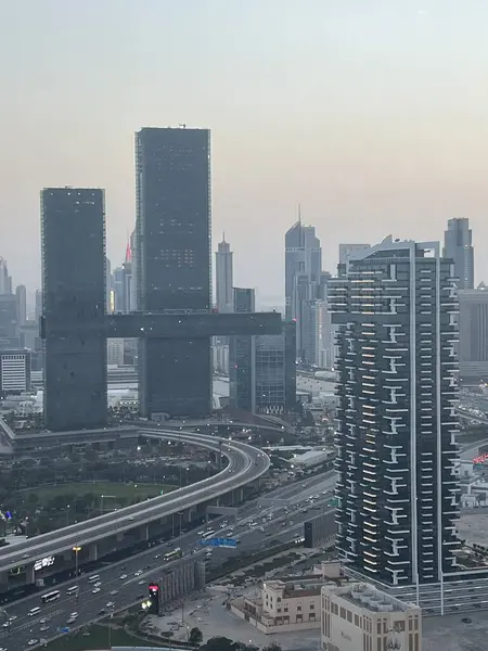 Dubai Emirados Árabes Unidos Feb Vista Arranha Céus Sheikh Zayed — Fotografia de Stock